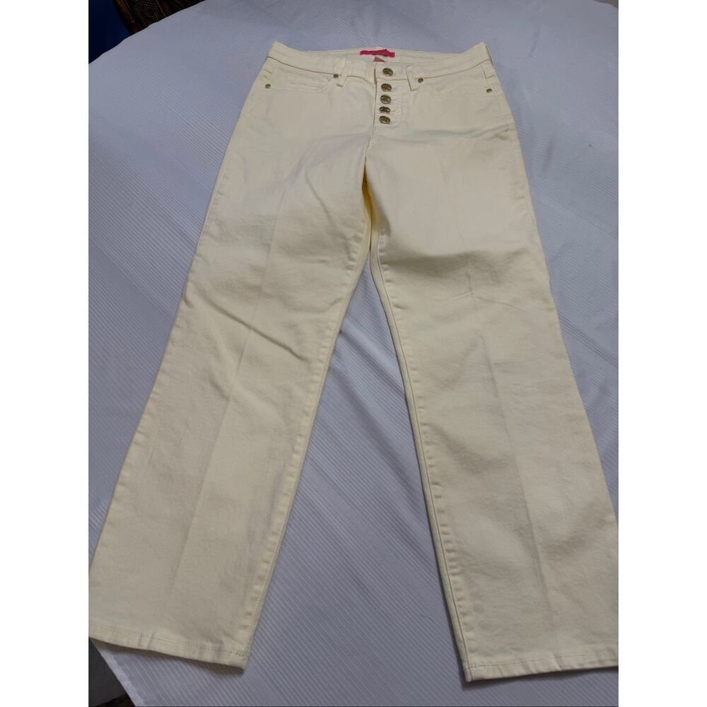 Lilly Pulitzer Pale Yellow Button Fly Denim Jeans Size 8